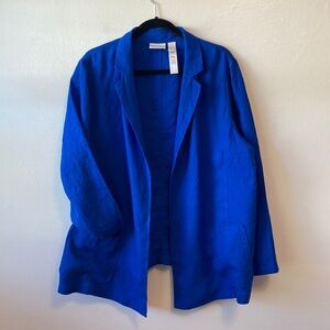 CHICO’S cobalt blue linen lightweight shawl collar blazer size 3